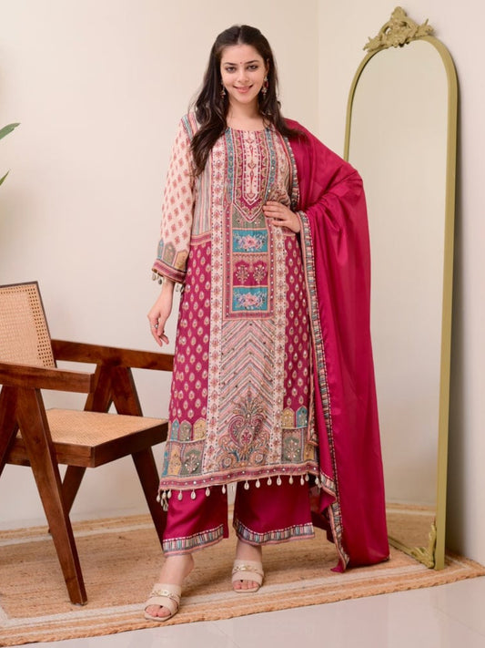 Charming Chinon Dupatta Set