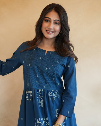 Cotton Kurta Set with Mulmul Charm