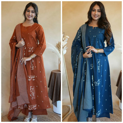 Cotton Kurta Set with Mulmul Charm