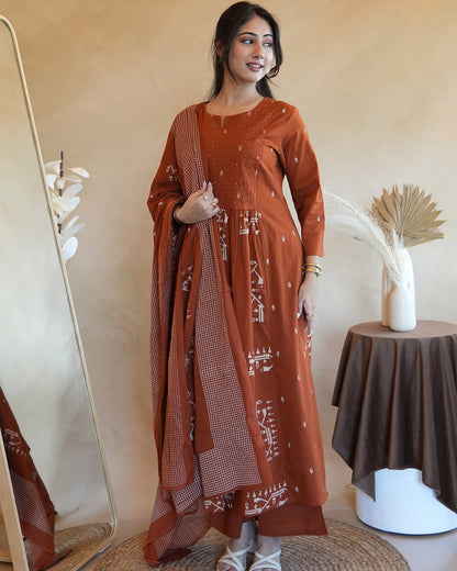 Cotton Kurta Set with Mulmul Charm