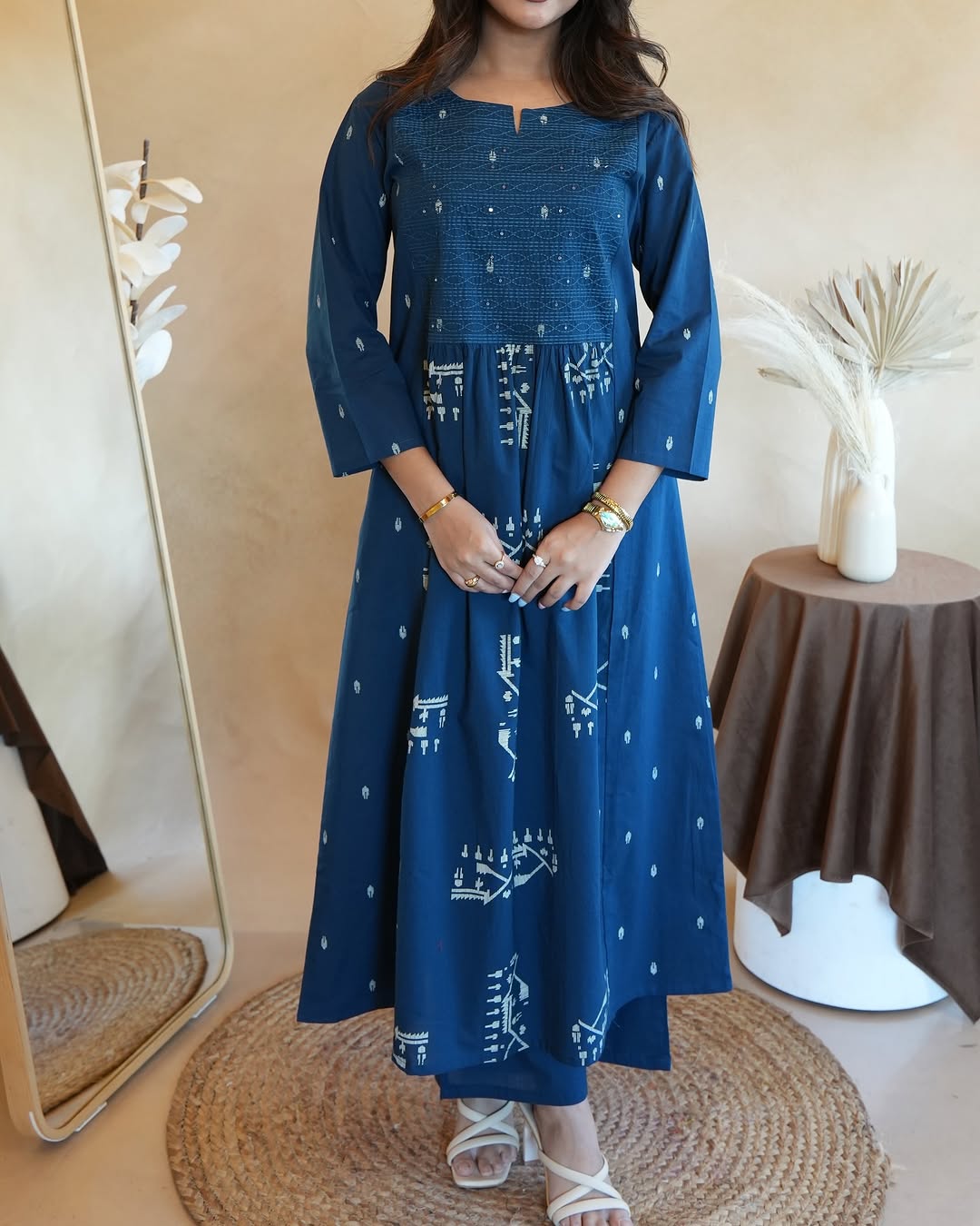 Cotton Kurta Set with Mulmul Charm