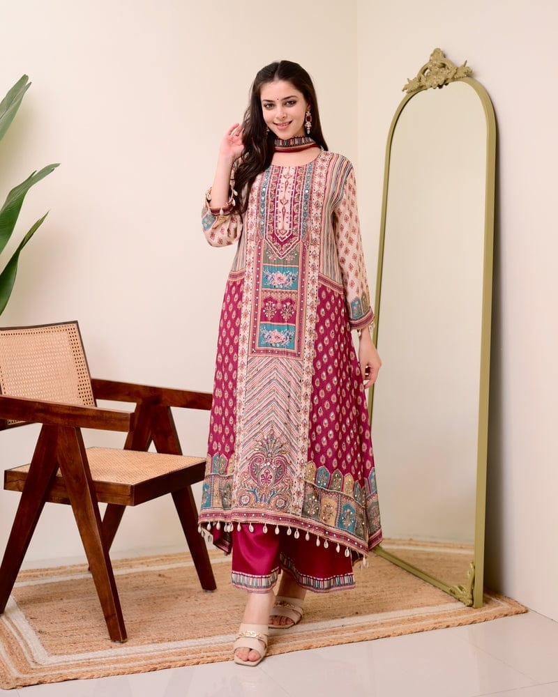 Charming Chinon Dupatta Set