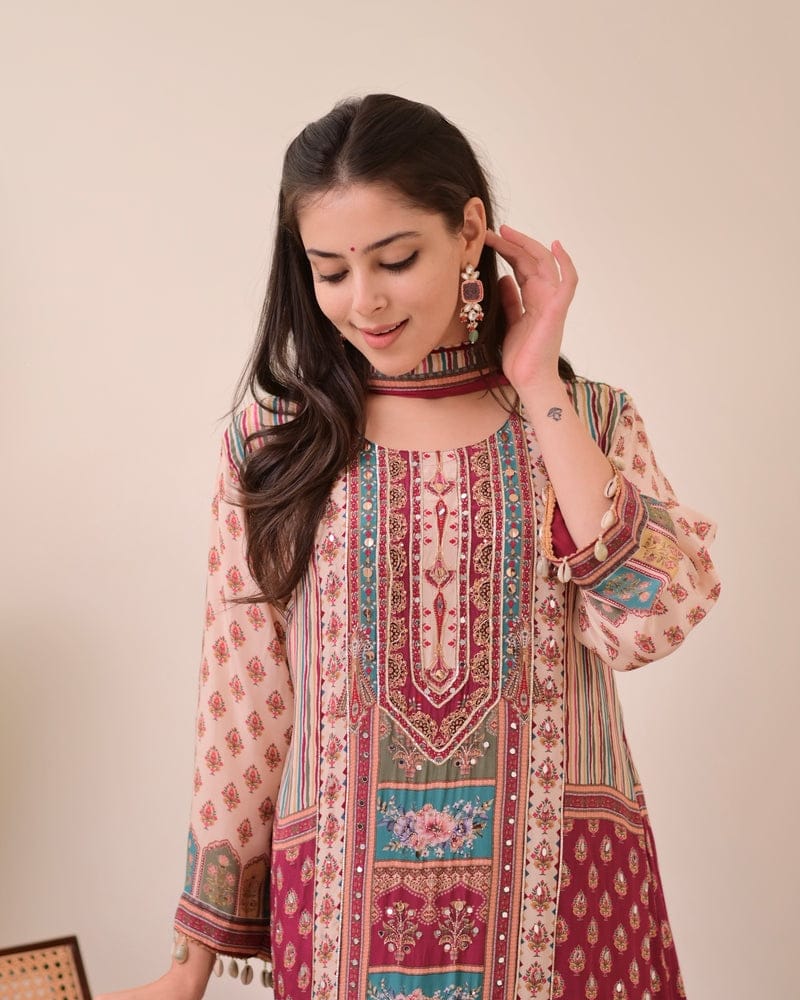 Charming Chinon Dupatta Set