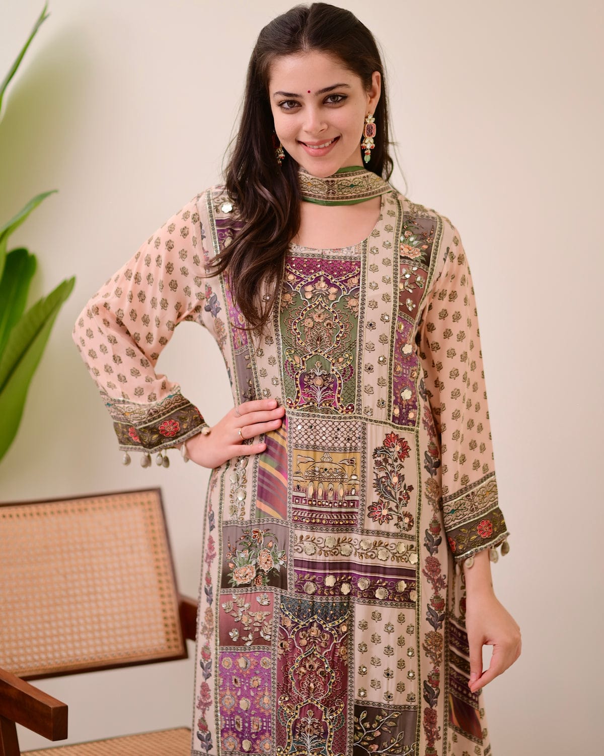 Charming Chinon Dupatta Set