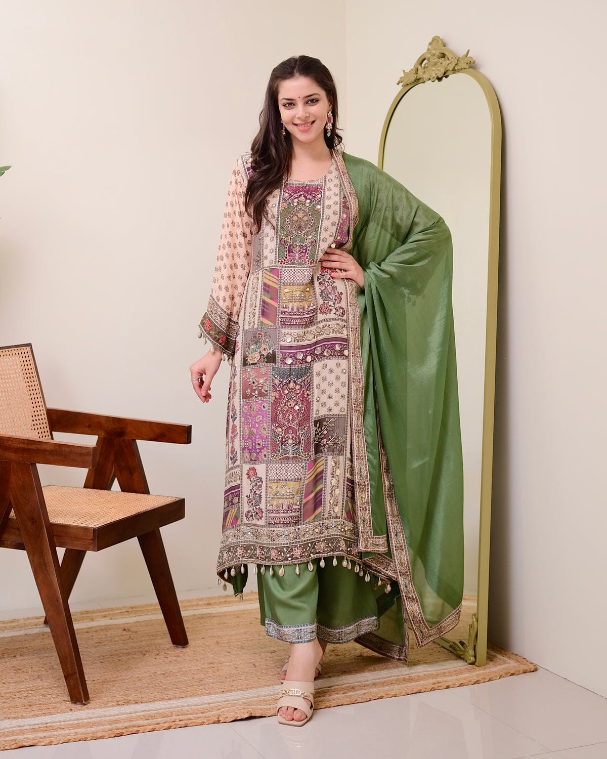 Charming Chinon Dupatta Set