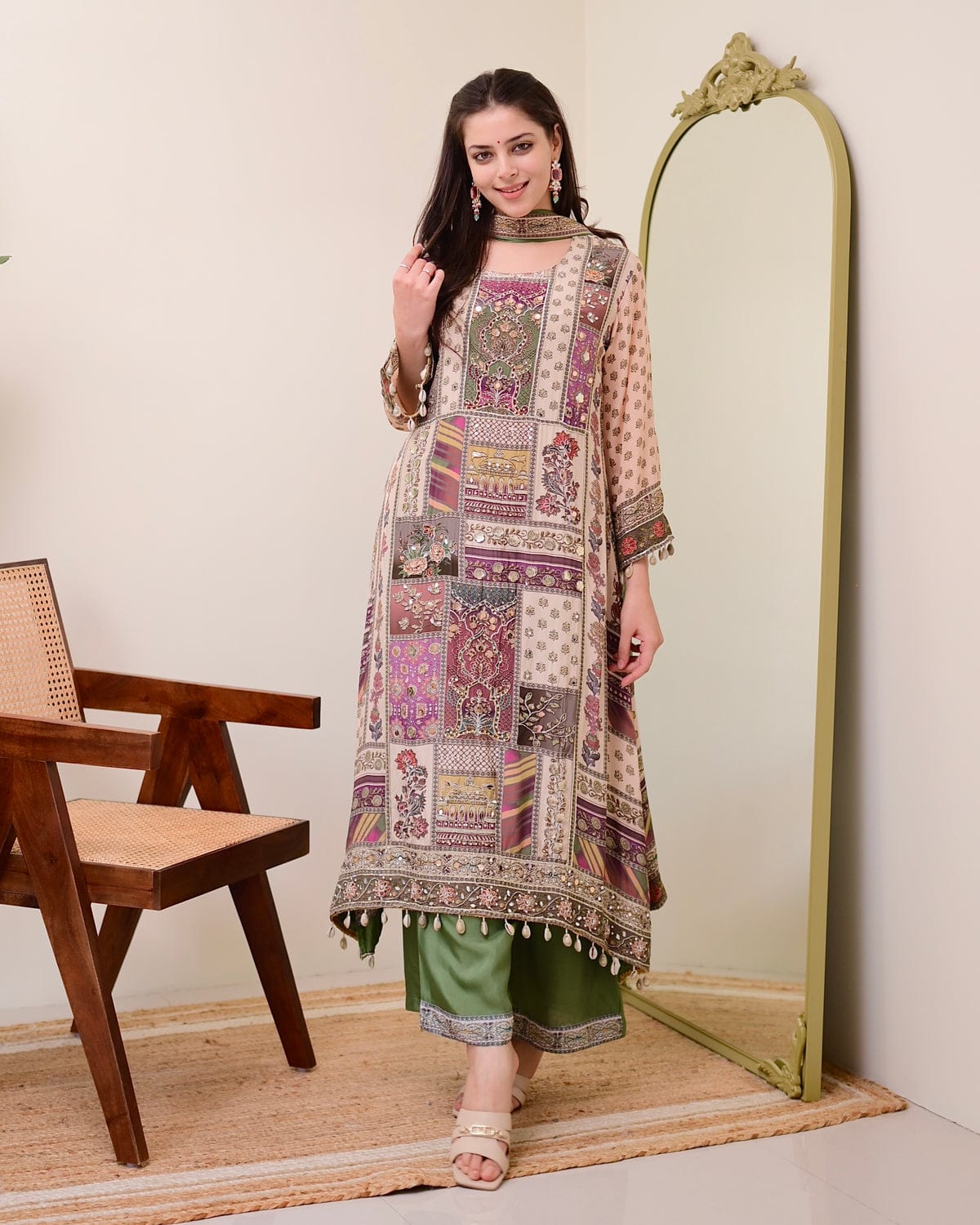 Charming Chinon Dupatta Set