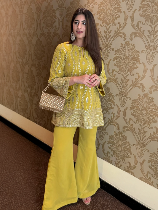 Regal Glamour Lime Yellow Co-ord Set