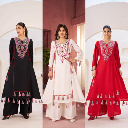 Boho Off-White Khadi Mirror Work Set
