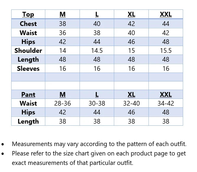 Size chart